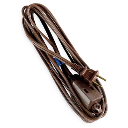 Extension Cord, Indoor, 1 Outlets, Brown, Vinyl, 12 ft